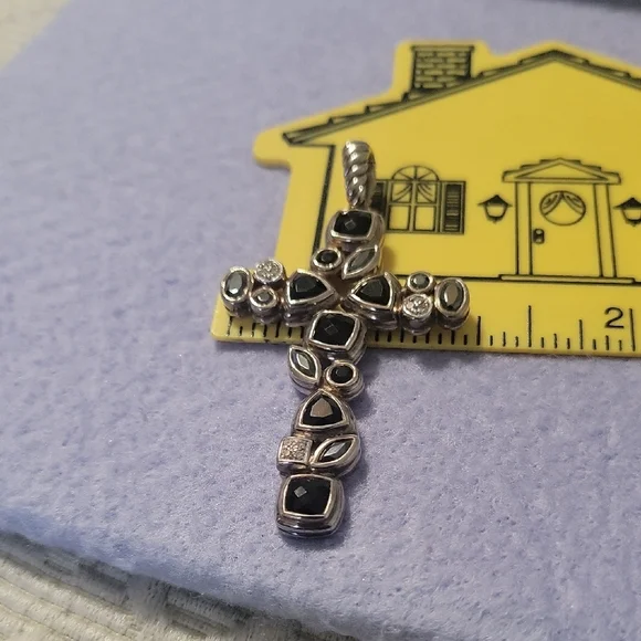 Authentic David Yurman 925  Black Onyx Cross - Picture 8 of 15